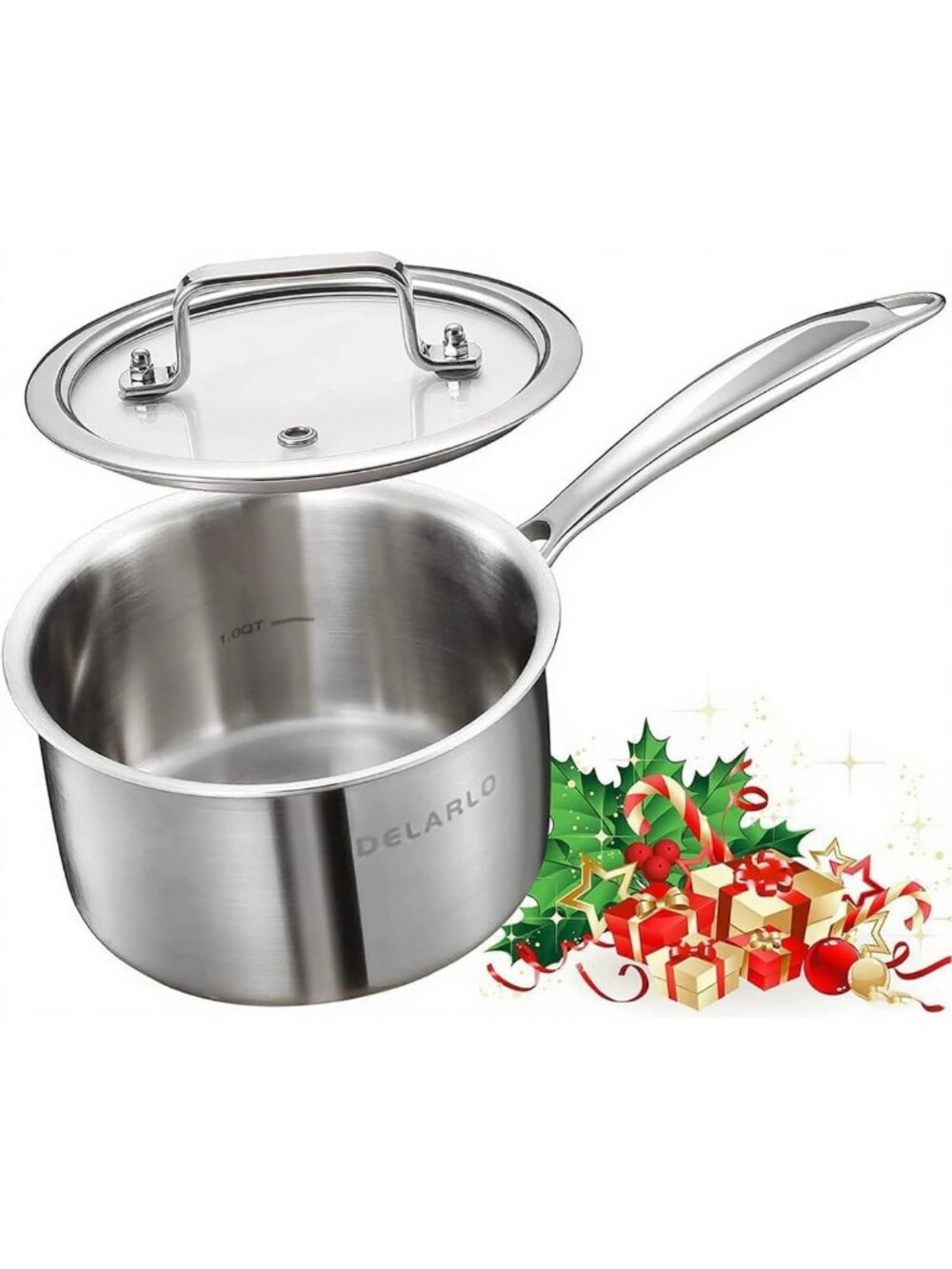 2 Quart Tri-Ply Stainless Steel Saucepan with Lid - Durable & Versatile Cookware